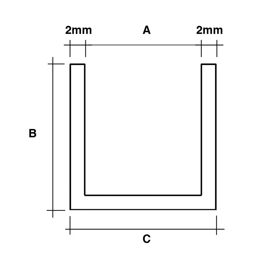 U-profiel Aluminium - 15x15x15mm