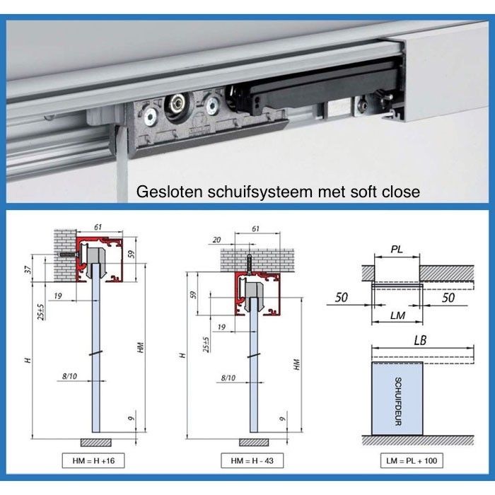 Schuifdeur gesloten rail en crepi glas Schuifdeur gesloten rail en crepi glas