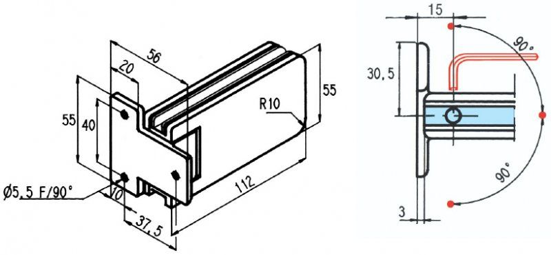 Douchescharnier XL 0132610R Douchescharnier XL 0132610R
