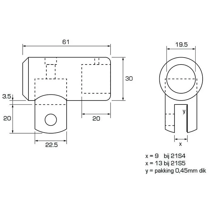 Glasbevestiging draaibaar (6 - 8mm glas) - Glans chroom