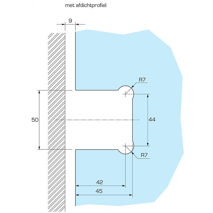 Douchescharnier-zwart-enkelzijdige-montageplaat-uitsparing1