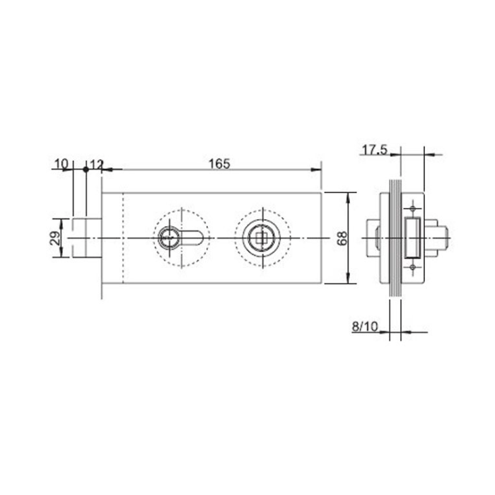 loopslot-enkelwerkend-cilinder-technische-tekening