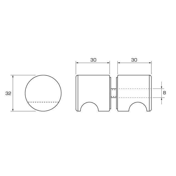 Deurknop rond ø32mm mat wit