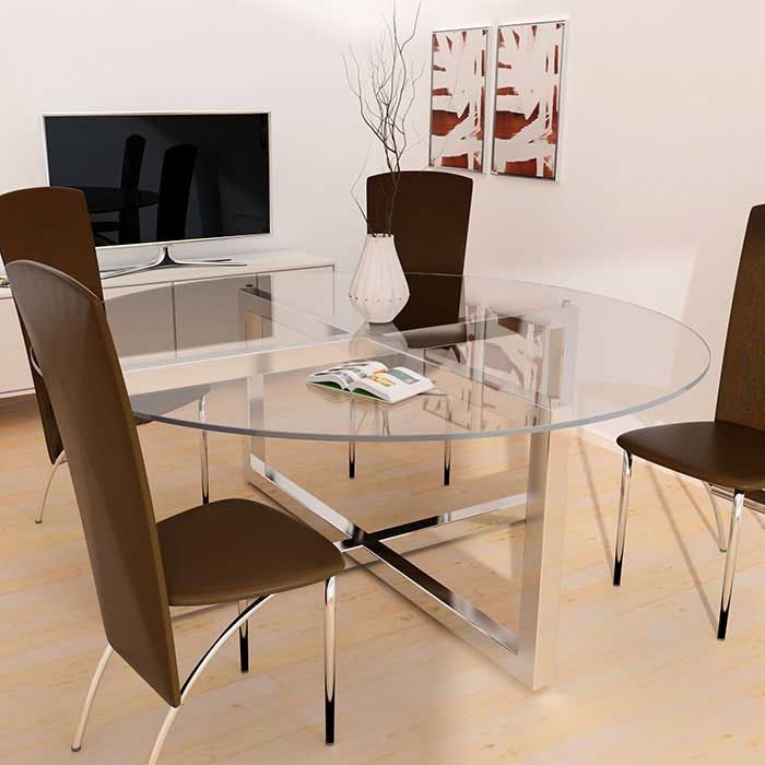 Rond glazen tafelblad extra helder glas 8mm Rond glazen tafelblad extra helder glas 8mm