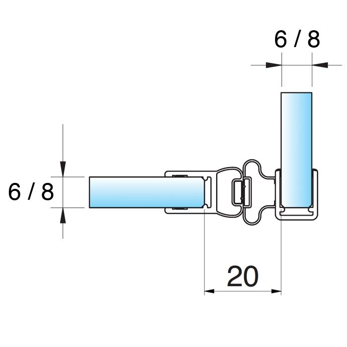 Magneetstrip met haakse hoek dubbelwerkend