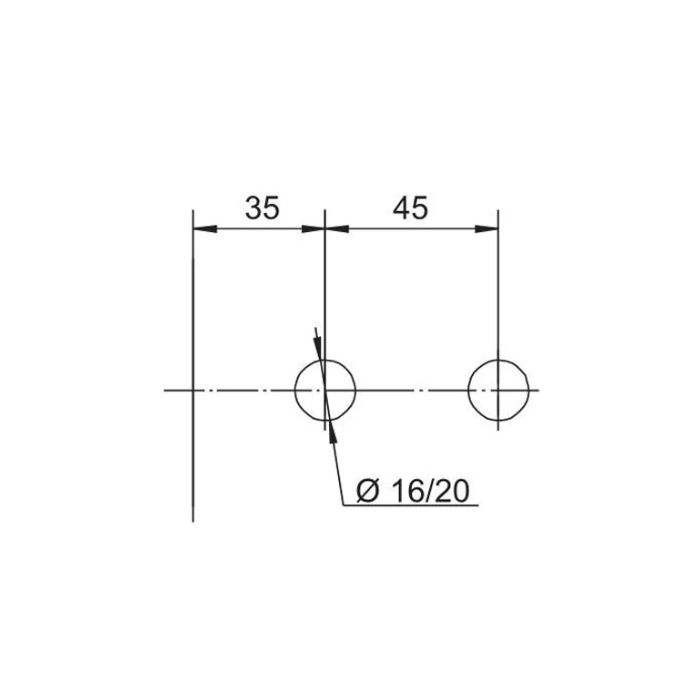 Enkelwerkend scharnier voor opdek deur  - glas/wand 90° rechthoek