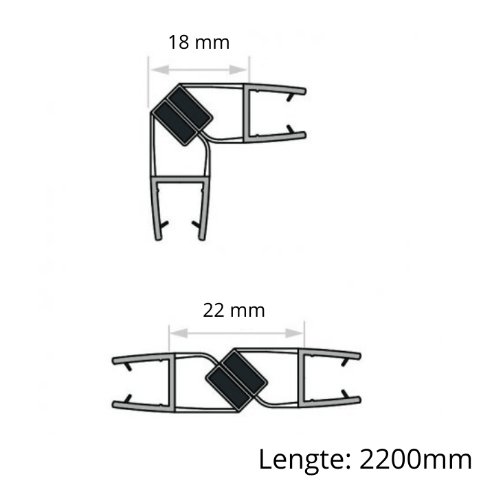 Zwarte magneetstrip met haakse hoek enkelwerkend Zwarte magneetstrip met haakse hoek enkelwerkend