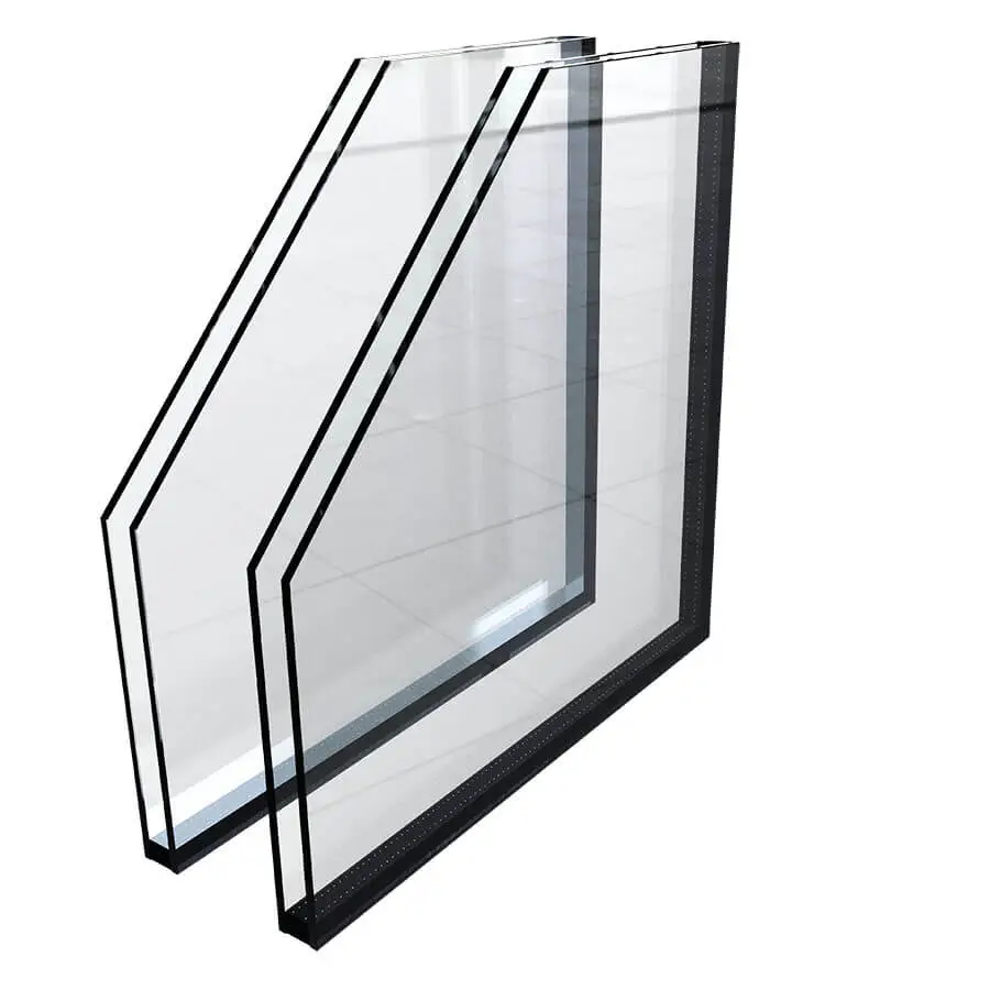 Dubbel glas met een aluminium spouw en zwarte spouw