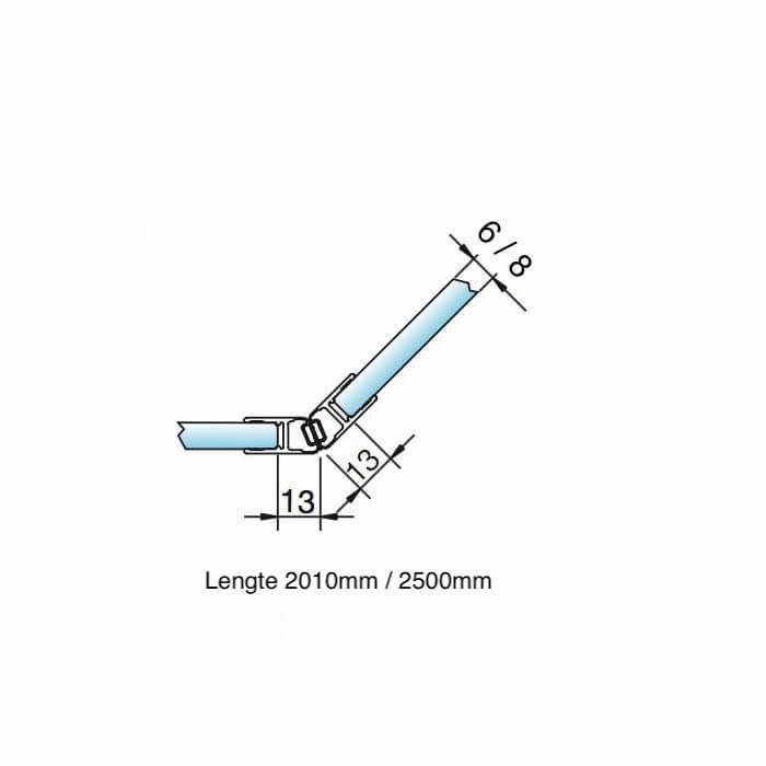 Magneetstrip met schuine hoek 135º enkelwerkend