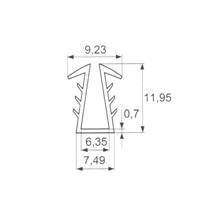 Technische-tekening-klemrubber-schuifloket