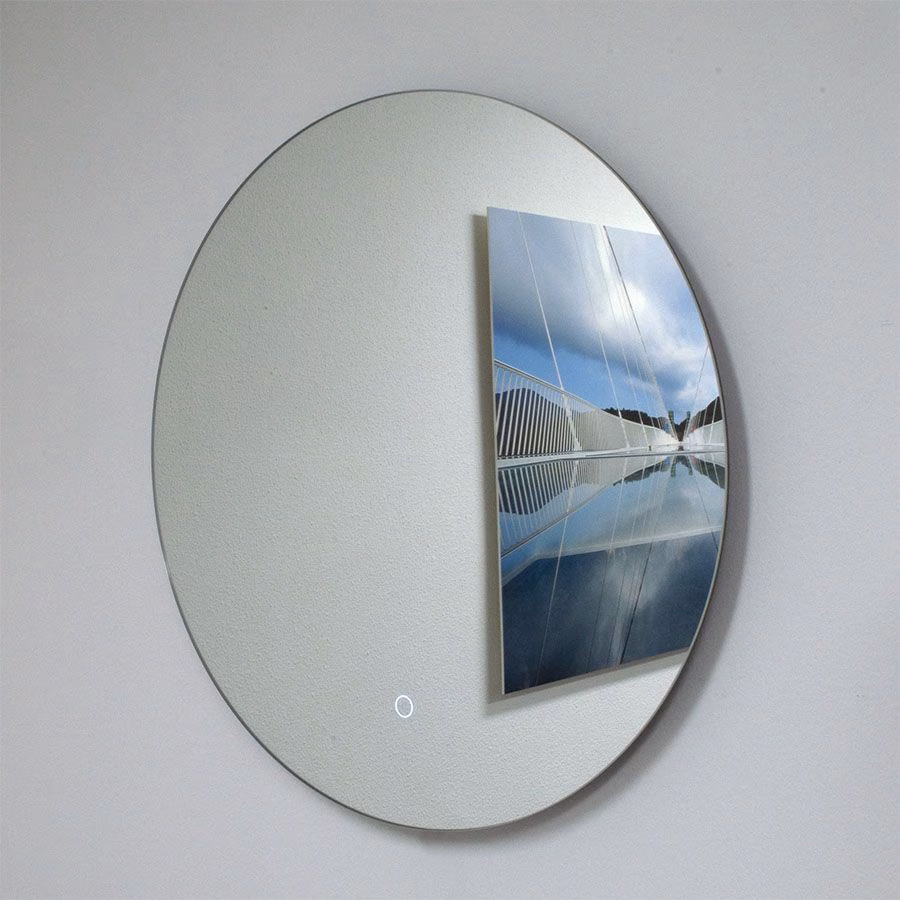 Badkamerspiegel rond met verlichting en verwarming, zonder frame, 60cm Badkamerspiegel rond met verlichting en verwarming, zonder frame, 60cm