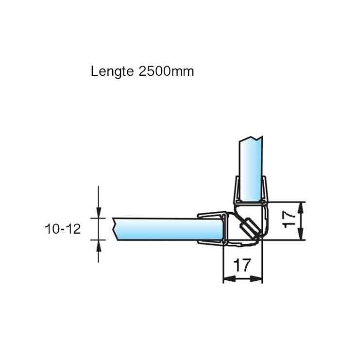 Magneetstrip met haakse hoek enkelwerkend Magneetstrip met haakse hoek enkelwerkend