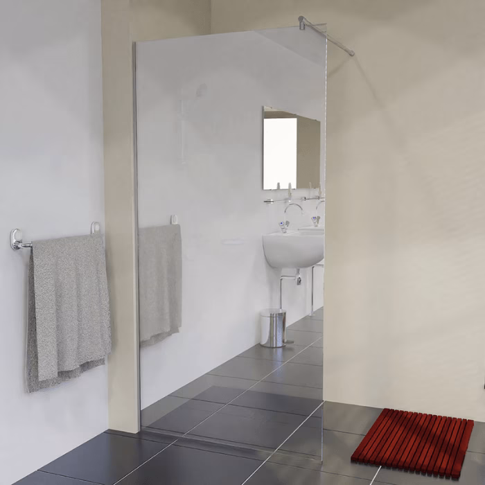 Douchewand op maat van spiegelglas Douchewand op maat van spiegelglas